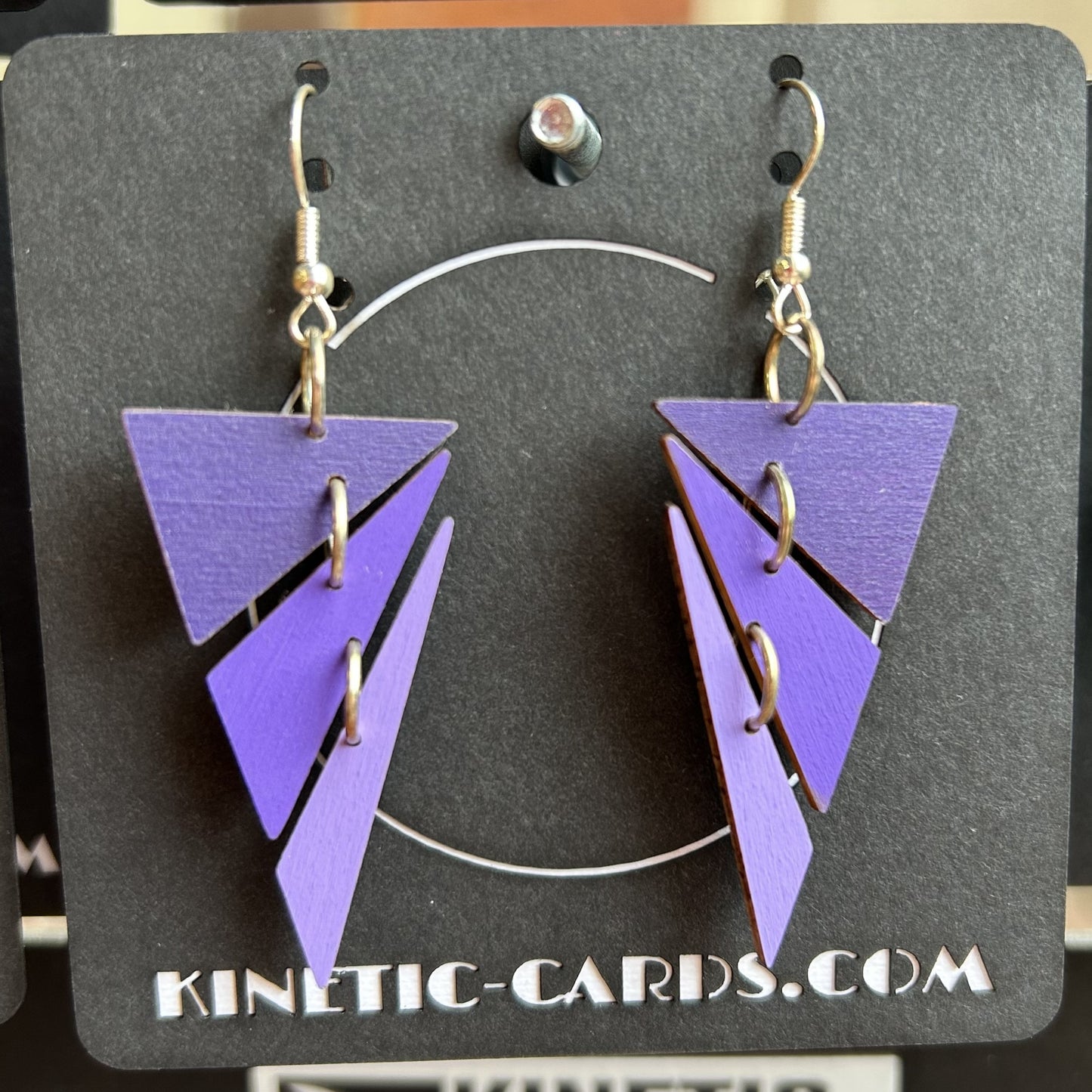 Modern Mobile Earrings-  Violet Triangles